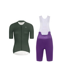 RIVANELLE Cycling short sleeve jersey and shorts - ELEVATE - purple/green